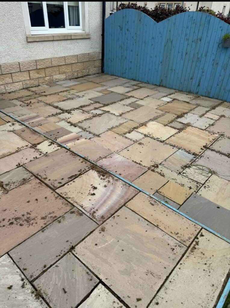 Sandstone Patio Before Cleaning Troon Ayrshire