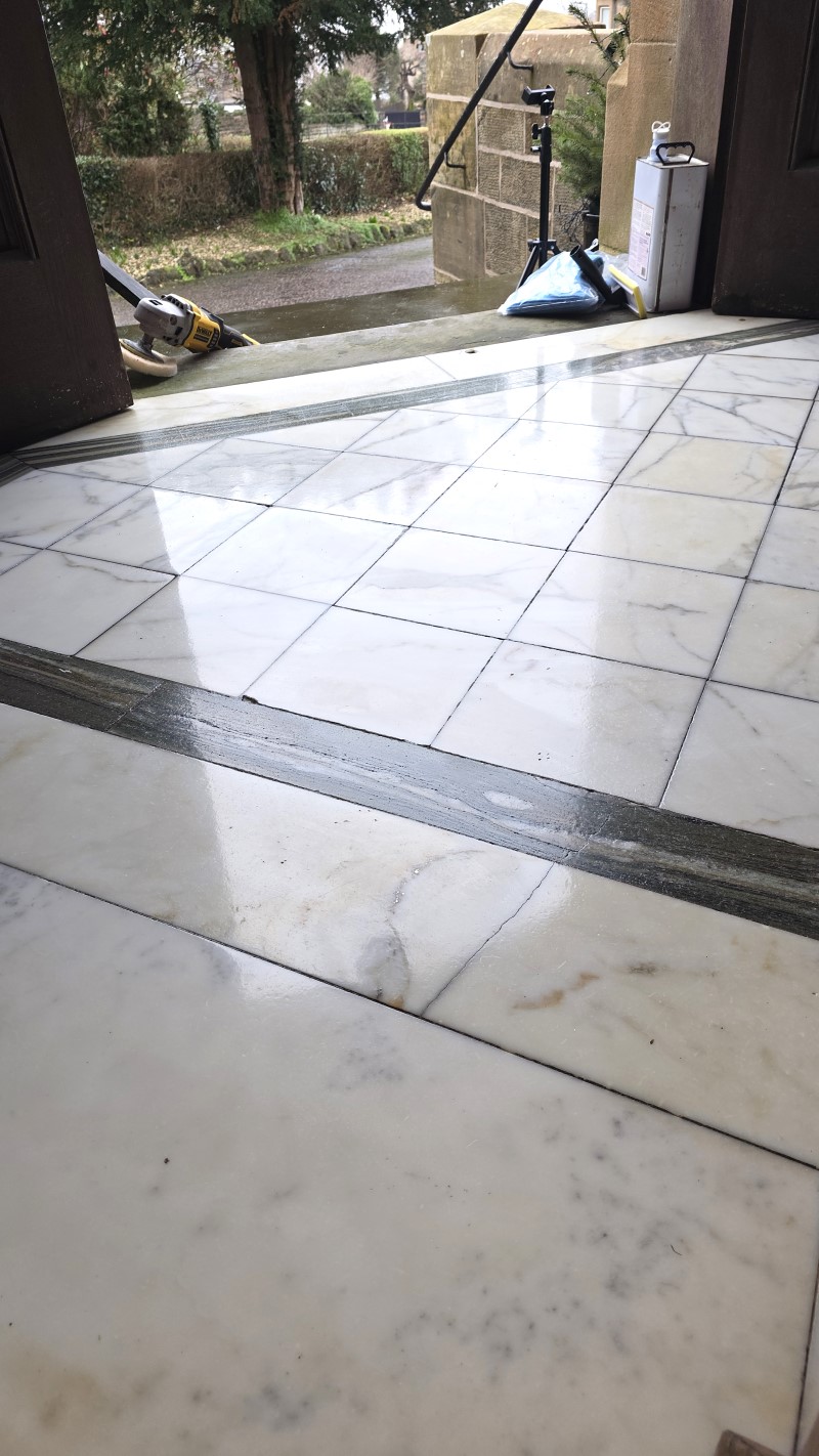 Marble Tiled Porch Floor After Polishing and Sealing Girvan Marble Tiled Porch Floor After Polishing and Sealing Girvan