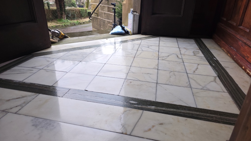 Marble Tiled Porch Floor After Polishing and Sealing Girvan