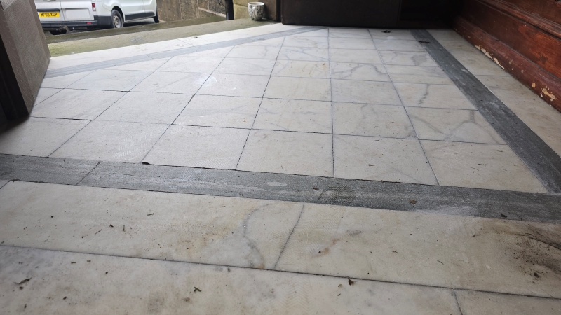 Marble Tiled Porch Floor Before Cleaning Girvan